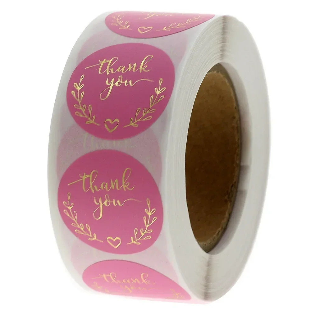 Stationery Supplies Business - 50-500pcs 감사합니다 스티커 핑크 종이 비즈니스