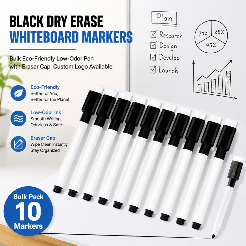 Whiteboard Marker Set - 검정색 지워지는 화이트보드 마커 친환경 수성펜
