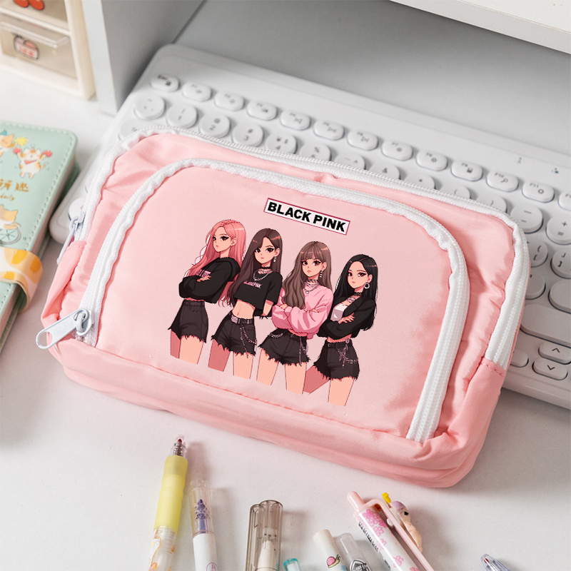 Stationery Supplier - 블랙핑크 대용량 캔버스 연필 케이스 학생용
