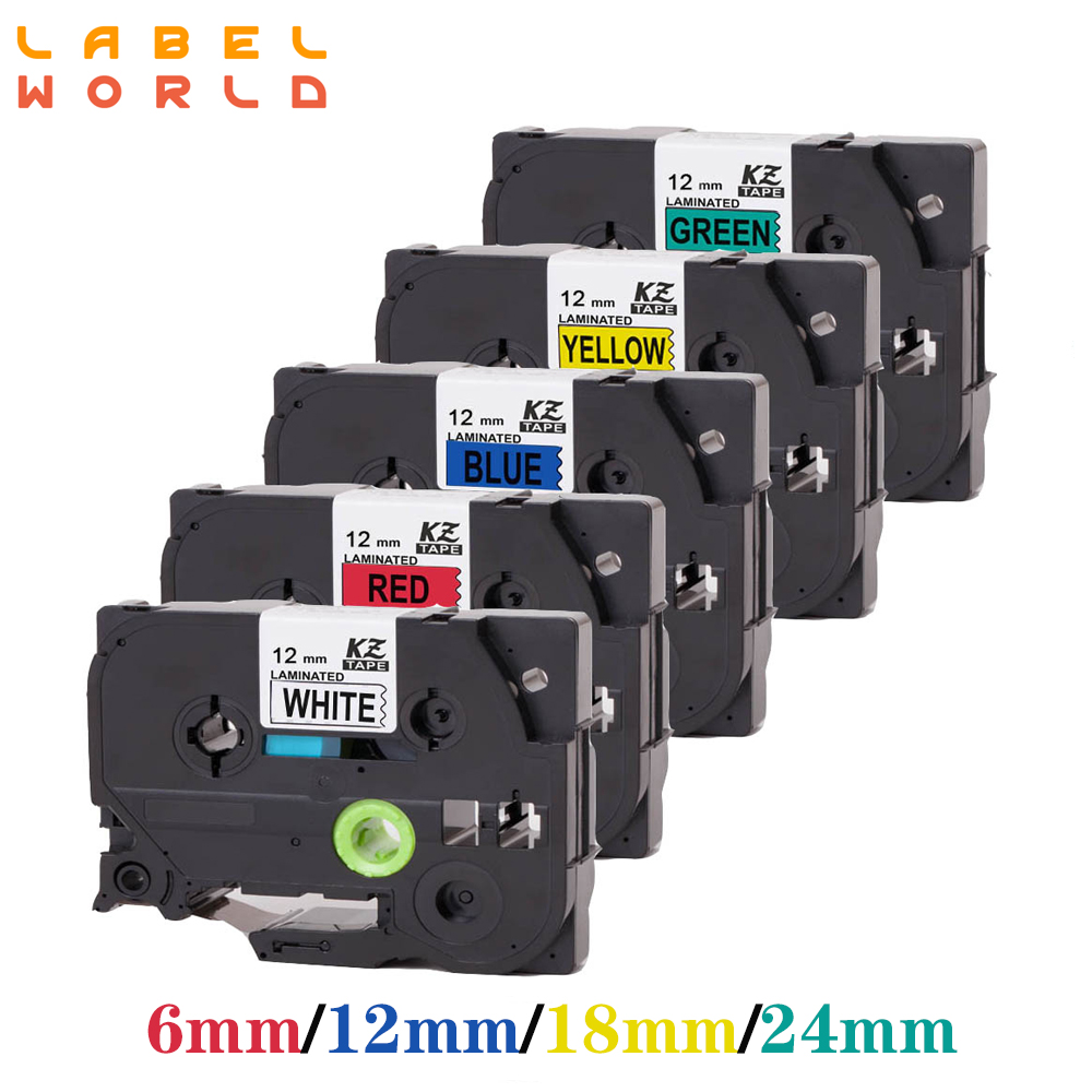 Label Printer Tape - 6mm/9mm/12mm/18mm/24mm*8m 다색 리본 라벨 테이프 Brother