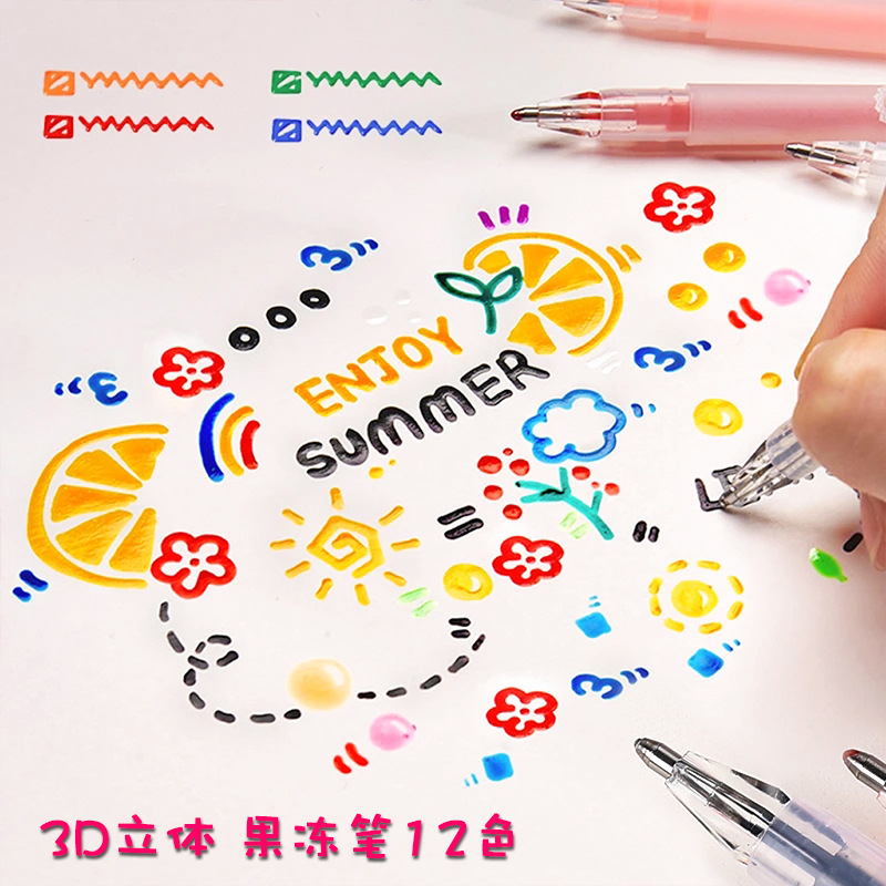 3D 입체 젤리 펜 컬러 젤 펜, 학생용 귀여운 펜,  - Gel Ink Pen Set 리뷰 및 가격