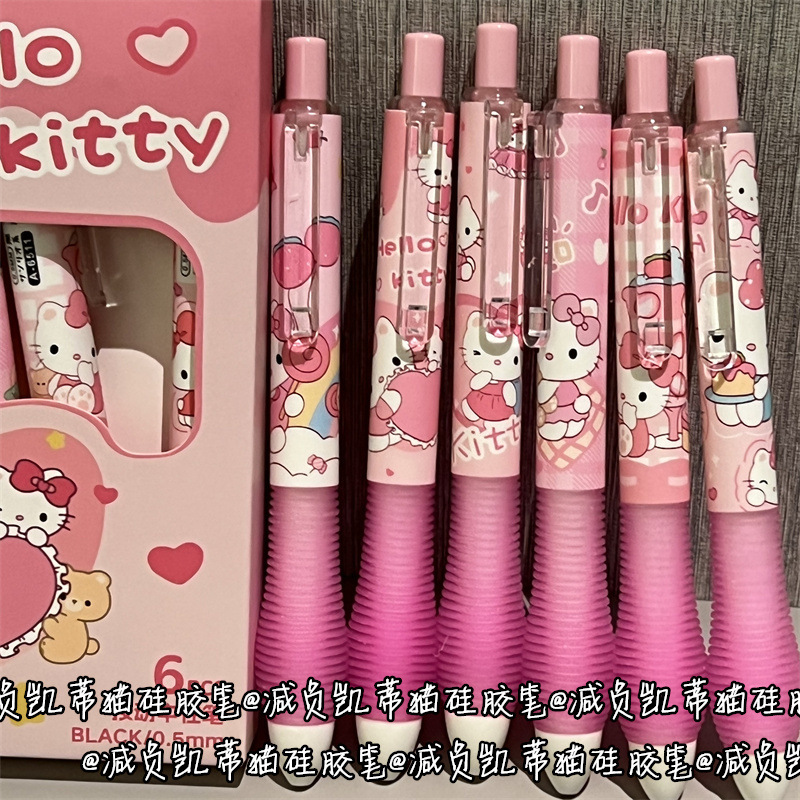 6개/세트 만화 헬로키티 젤 펜 ST 팁 속건성 중성펜 - Gel Ink Pen Set 리뷰 및 가격