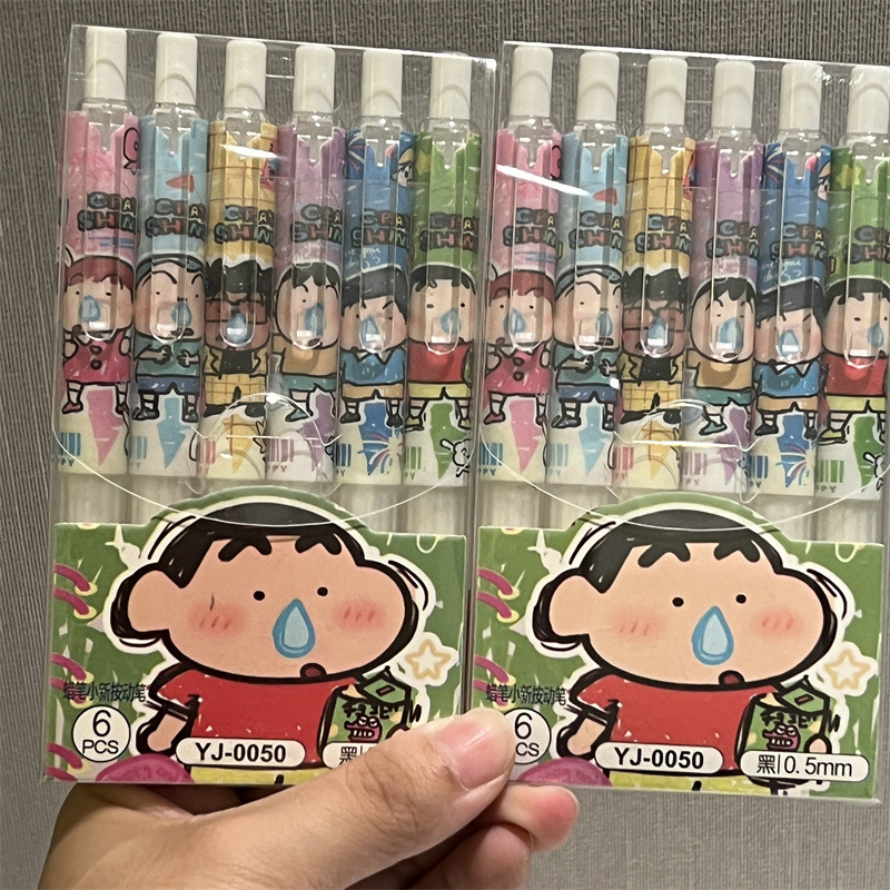 6pcs 크레용 신짱 학생 프레스 젤 펜 세트 크리 에 - Gel Ink Pen Set 리뷰 및 가격